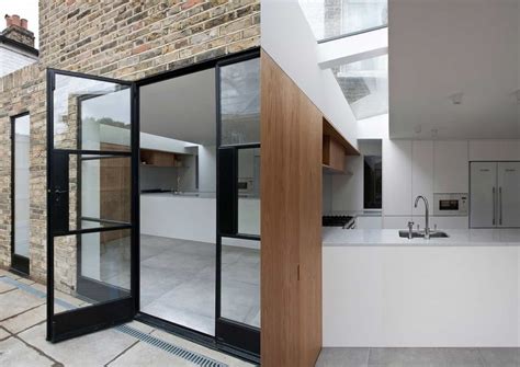 black steel framed doors  windows ideas   home extension design