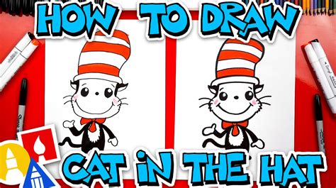 draw  cat   hat easy cartoon version art  kids hub