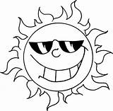Sun Drawing Kids Smiley Coloring Sunglasses Pages Funny sketch template
