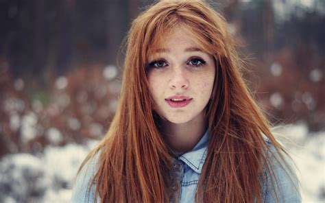 Wallpaper Face Women Outdoors Redhead Model Long Hair Brunette