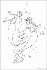 Elsa Anna Pages Ariel Coloring Color Print Printable Coloringpagesonly sketch template
