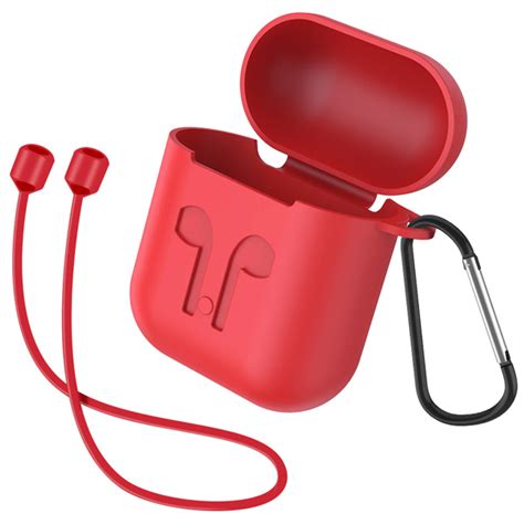 airpods hoesje rood siliconen case cover    set iyuppnl