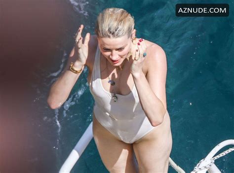 Amber Heard Sexy Wearing Her White Swimsuit On Holiday In The Amalfi