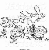 Caveman Coloring Pages Vector Cartoon Family Getdrawings sketch template