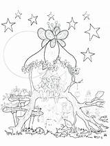 Coloring Fairy House Pages Tree Candy Annie Printable Treehouse Getcolorings Color Fairies Print Getdrawings Magic Colorings Gingerbread sketch template