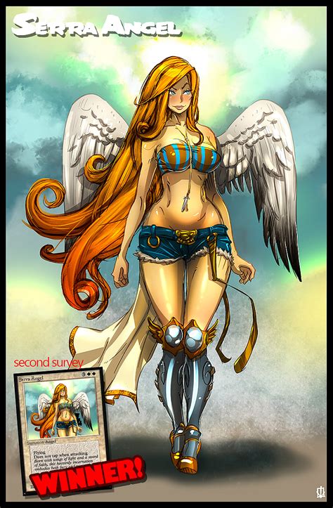 rule 34 1girl angel angel wings blue eyes blush breasts busty cleavage kamina1978 magic the