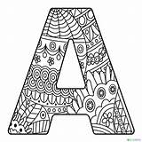 Mandalas Malvorlagen Buchstaben Animales Abecedario Alfabeto Burbujas Adultos Zentangle Drus sketch template