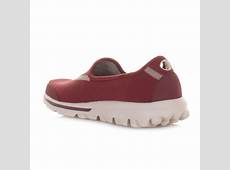 womens skechers go walk burgundy comfort sports trainers shoes ladies