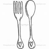 Spoon Fork Drawing Knife Getdrawings sketch template
