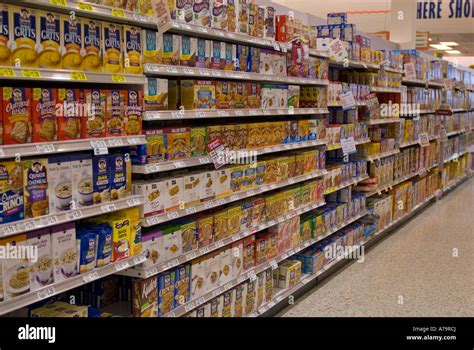 cereal aisle    supermarket stock photo alamy