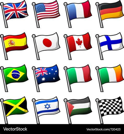 cartoon flags royalty  vector image vectorstock