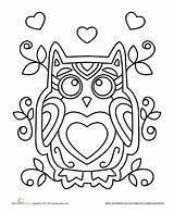 Coloring Pages Owl Valentines Valentine Kids Printable Sheets Cute Colouring Adults Education Worksheet Kindergarten sketch template