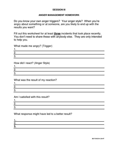 printable anger management worksheets