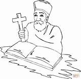 Coloring Priest Pages Cross Holy Bible Drawing Church Color sketch template