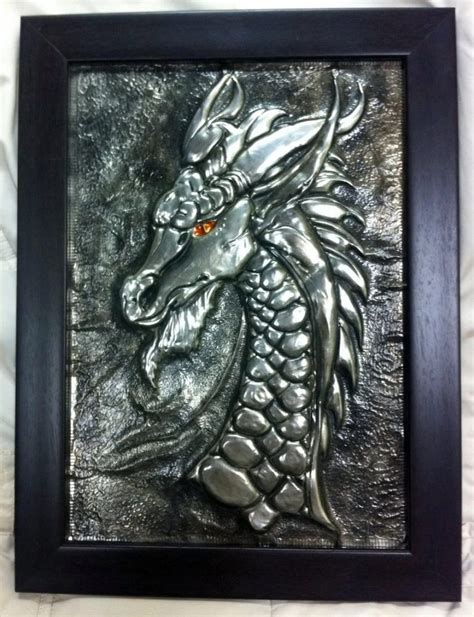 framed pewter art dragon  natures canvas