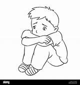 Boy Cartoon Lonely Drawing Sad Child Student Line Ideal Catalogs Alamy Getdrawings sketch template