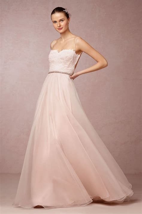 Blush Pink Wedding Dresses Real Tulle A Line Bride Gowns With Ruffles