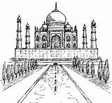 Edificios Mahal Taj Monuments Celebres sketch template