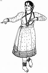 Dance Indian India Kathak Coloring Pages Folk Classical Dancing Drawings Dances Drawing North Painting Rajasthan Colouring Kids Sketch Kerala Girl sketch template