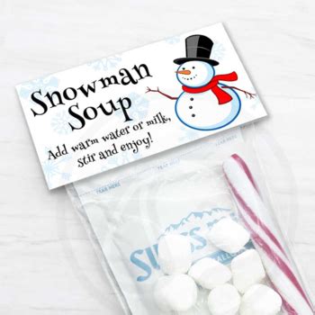 printable snowman soup bag toppers christmas winter holiday party favors