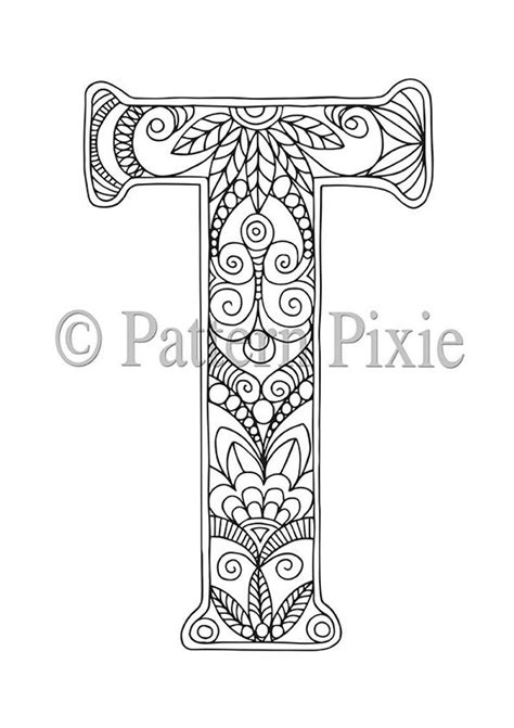 adult colouring page alphabet letter  etsy coloring letters