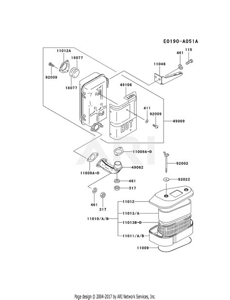 kawasaki fcv ds  stroke engine fcv parts diagram  air filtermuffler