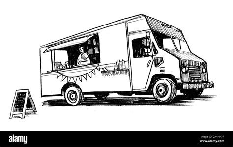 food truck black  white stock  images alamy