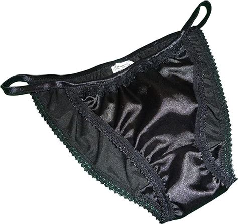 pure silk satin and lace mini tanga string bikini panties black size xl
