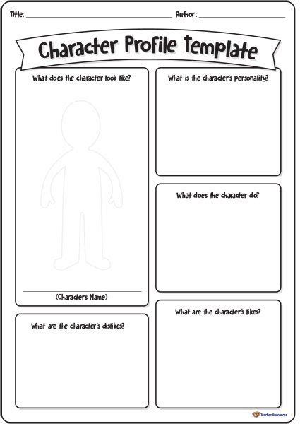 reading  writing resources archives   teacher resources character worksheets character