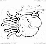 Drunk Jellyfish Clipart Cartoon Outlined Coloring Vector Thoman Cory Royalty sketch template