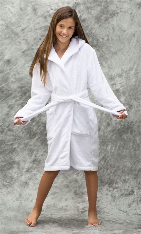 sale white plush super soft fleece hooded kids robe wholesale bathrobes spa robes kids