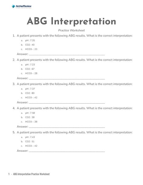 abg interpretation worksheet abg interpretation practice worksheet