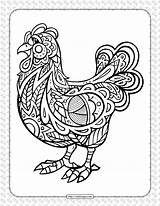 Coloring Chicken Printable Zentangle sketch template