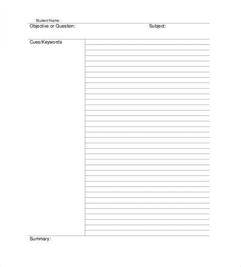 cornell notes    sample  format