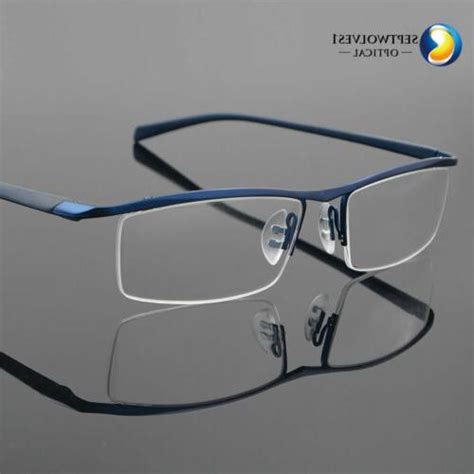 men s half rimless titanium eyeglass frame spectacles glasses