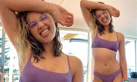 isabelle cornish shows off figure in a lilac bikini as she reveals her