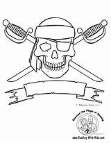 Coloring Skull Crossbones Pages Pirate Kids Reading Cute So sketch template