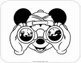 Coloring Mickey Safari Mouse Pages Binoculars Looking Disney Through Disneyclips Funstuff Misc sketch template