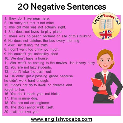 negative sentences examples english vocabs