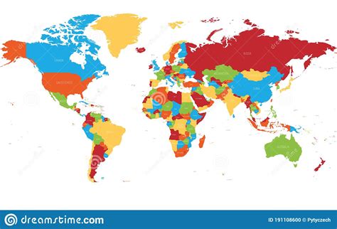 colorful map  world vector political map   colors