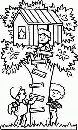 Coloring Tree Treehouse Pages Kids Hide Seek House Playing Chavez Boomhutten Print Cesar Colouring Kleurplaten Printable Houses Clipart Size Color sketch template