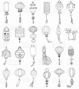 Lantern Chinese Drawing Tattoo Lanterns Japanese Drawings Bullet Journal Draw Istockphoto sketch template