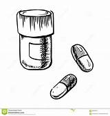Bottle Pills Capsules Vitamin sketch template