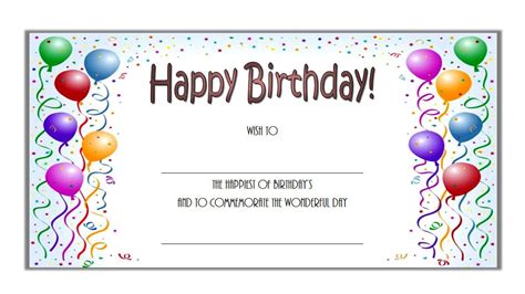 birthday gift certificate template  printable  gift certificate