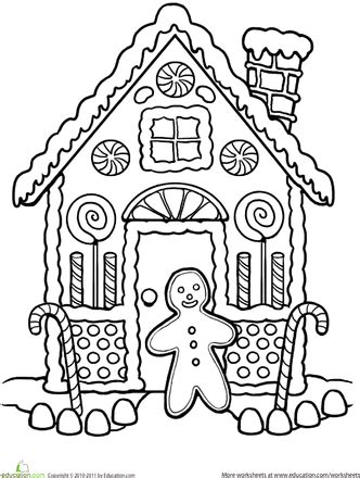 worksheets color  gingerbread house preschool christmas christmas