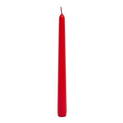 red unscented taper candle dusk