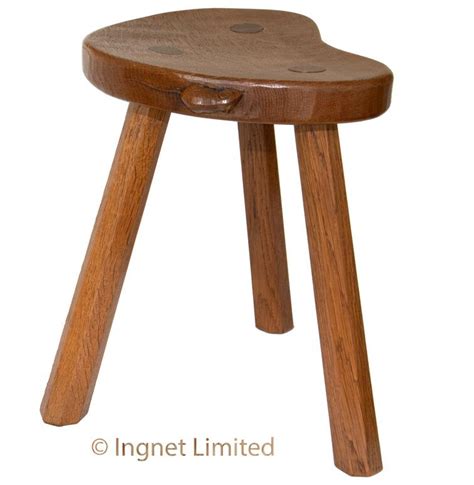 robert mouseman thompson vintage oak  legged stool ingnet