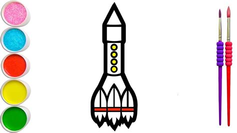 draw  rocket toy rocket coloring  drawing learn colors