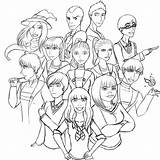 Glee Coloring Pages Cast Template Hogwarts sketch template