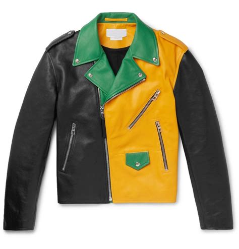 color block leather jacket rockstar jacket